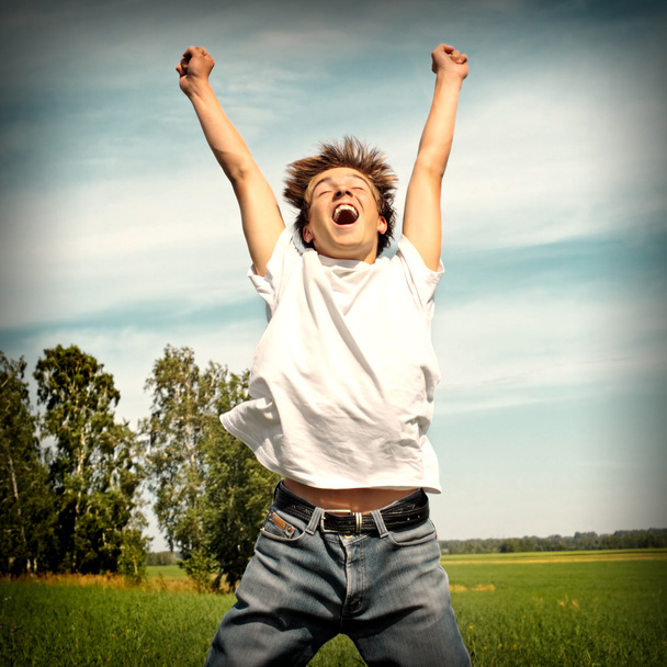 Happy Teenager Jumping - Photo, Image