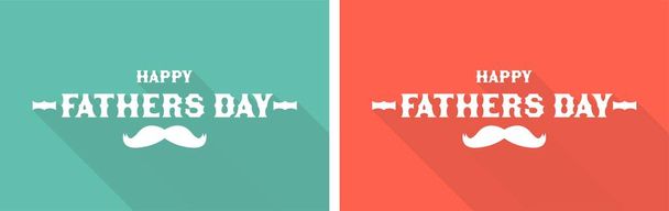 Happy Fathers Day text with mustache. Vector set  - Vector, Image