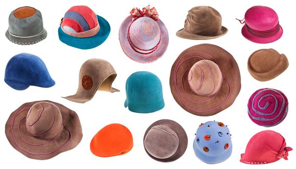 collectie van vilt dames hoeden - Foto, afbeelding