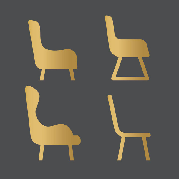 набор иконок с золотыми креслами - векторная иллюстрация
 - Вектор,изображение