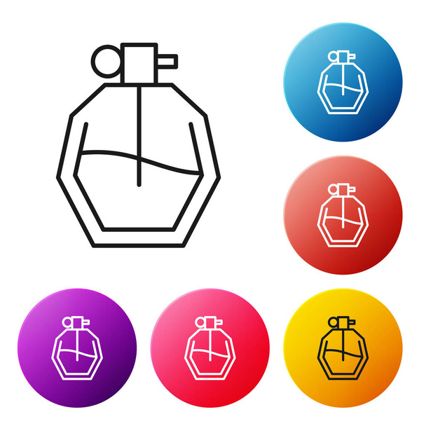 Linha preta Ícone de perfume isolado no fundo branco. Definir ícones coloridos botões círculo. Ilustração vetorial
 - Vetor, Imagem