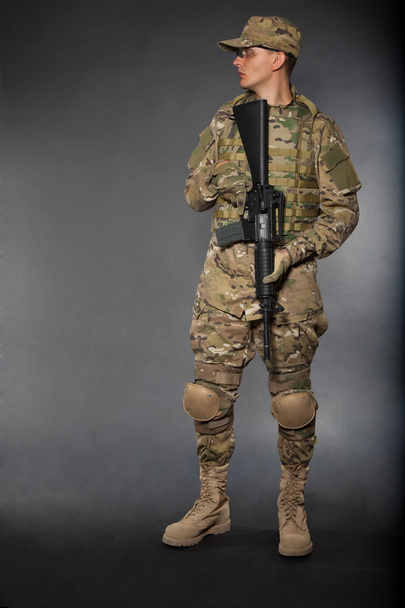 Soldier with rifle - Photo, Image