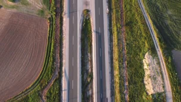 Rural highway with cars. Top view. - Footage, Video