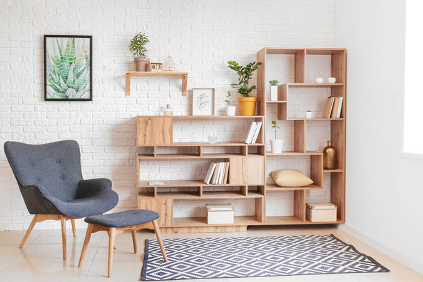 Interior of modern room with shelf unit - Foto, afbeelding