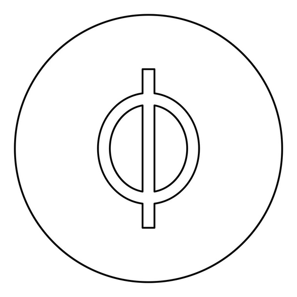 Phi řecký symbol malé písmeno malé písmo ikona v kruhu kruhový obrys černá barva vektor ilustrace plochý styl jednoduchý obrázek - Vektor, obrázek