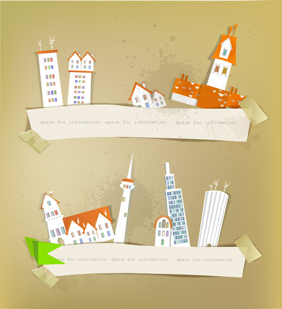 City made of stickers and paper - Vector, Image