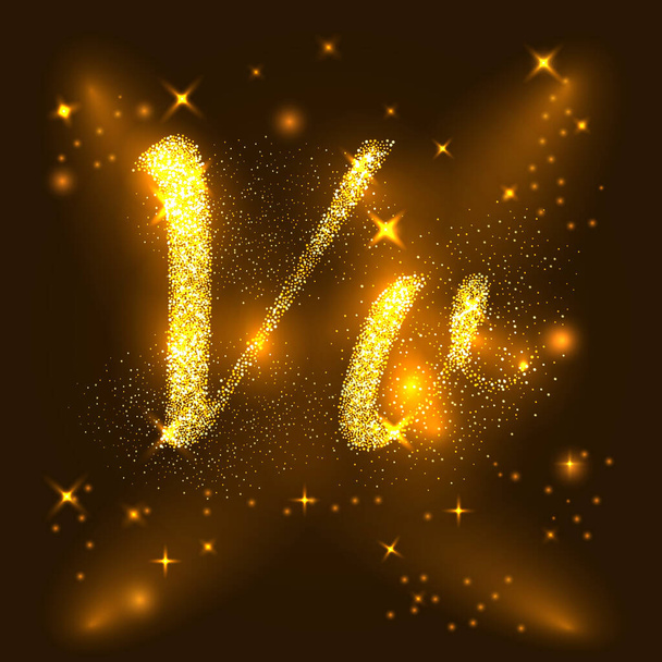 Alphabets V and v of gold glittering stars. Illustration vector - Διάνυσμα, εικόνα