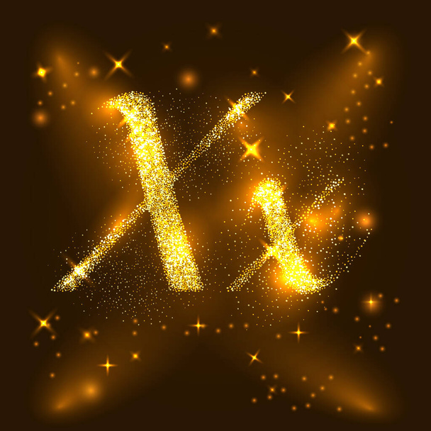 lphabets X of gold glittering stars. Illustration vector - Vector, imagen