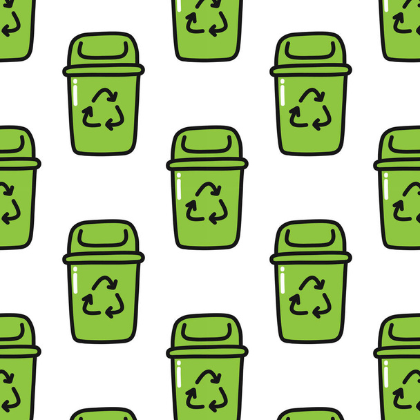 reciclaje de basura patrón doodle cubo, vector ilustración de color
 - Vector, imagen