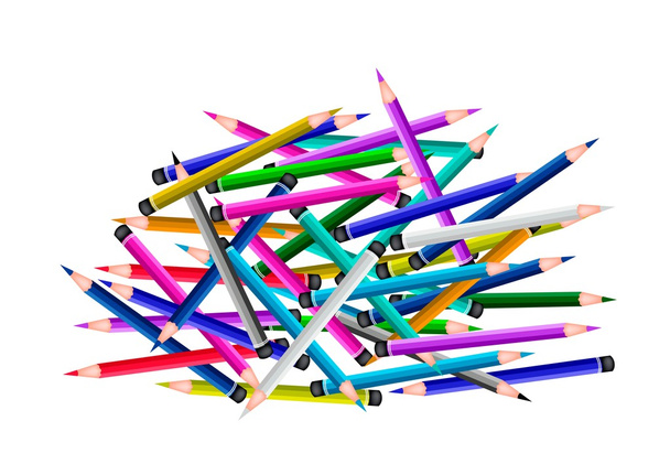 Un groupe de crayons de couleur sur fond blanc
 - Vecteur, image