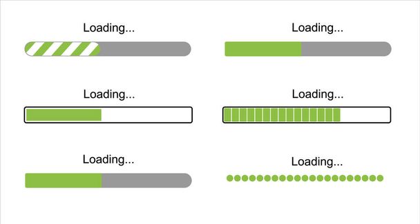 loading bar progress icons, load sign green vector illustration. System software update and upgrade concept. - Вектор,изображение