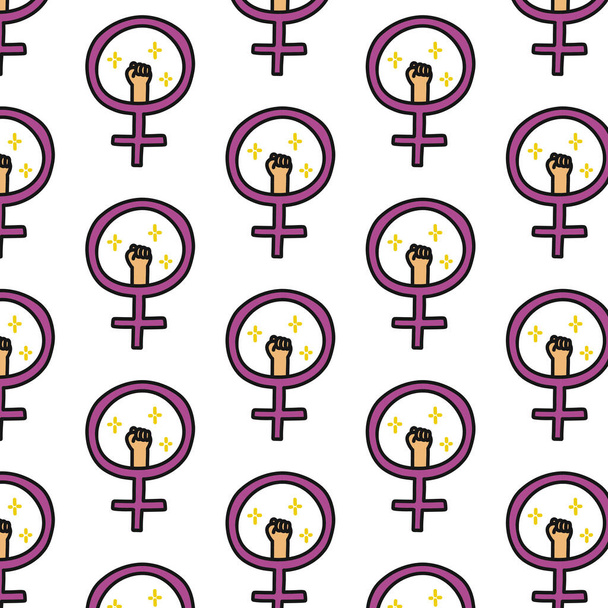 női, feminista szimbólum firka minta, vektor színe illusztráció - Vektor, kép