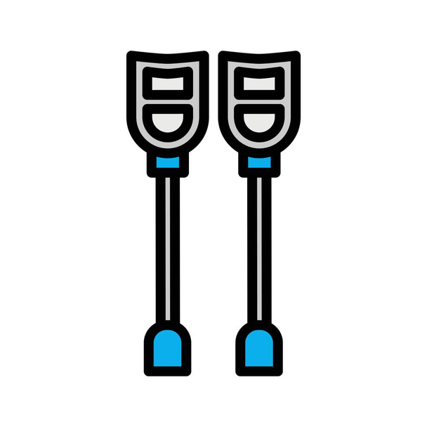 health crutches filled outline Icon. medical vector illustration on white background - Vector, Image