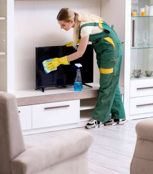 Professional cleaner cleaning apartment furniture - Photo, Image