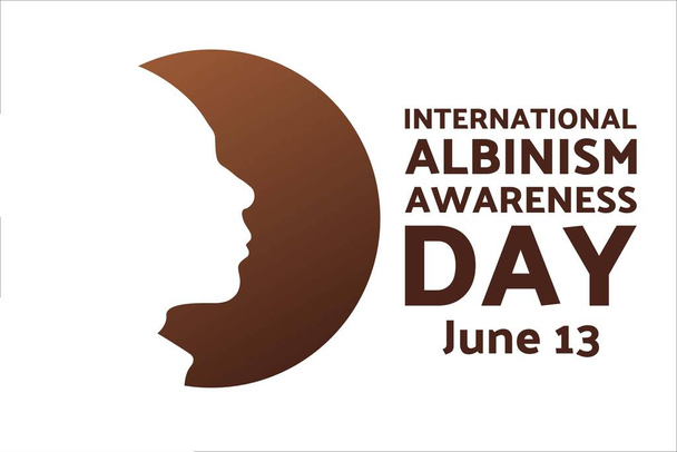 Día Internacional de la Concientización del Albinismo. 13 de junio. Concepto de vacaciones. Plantilla para fondo, banner, tarjeta, póster con inscripción de texto. Ilustración del vector EPS10. - Vector, imagen