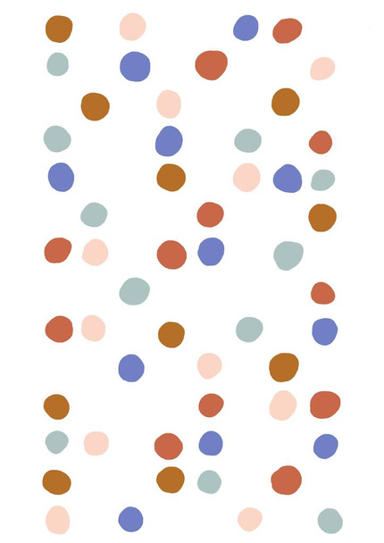 graphic illustration with dots and circles. print in pastel colors. Minimalist poster in a modern style. Print for decor, textiles, printing, printing, packaging, etc. Scandinavian style. Boho poster - Photo, Image