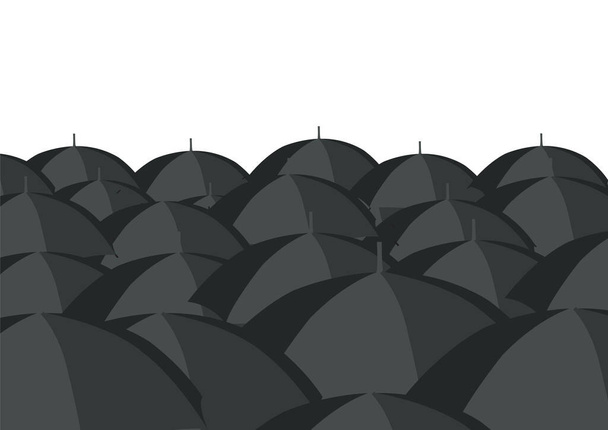 paraguas negro abierto en señal de luto
 - Vector, imagen