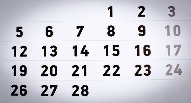 Números de la página del calendario de cerca, concepto de tiempo de planificación, 28 de febrero días
,  - Foto, imagen
