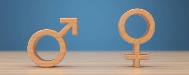 Masculino y femenino sexo símbolos 3d render
. - Foto, imagen