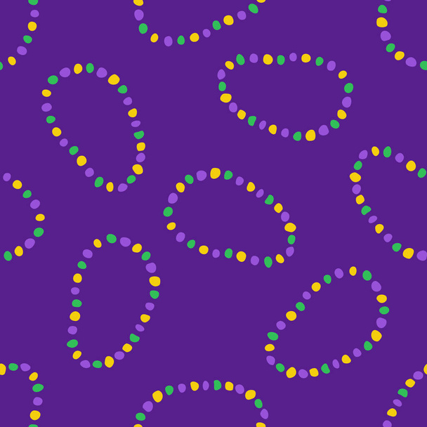 Mardi Gras beads seamless doodle pattern, vector color illustration - Vector, Image
