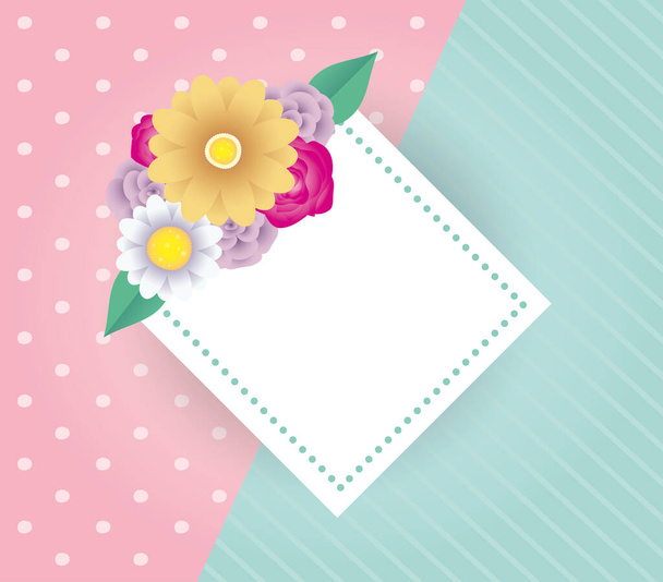 modelo de cartão decorativo floral com quadro elegante
 - Vetor, Imagem