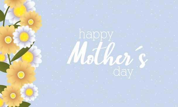 Glückliche Muttertagskarte mit Blumenschmuck - Vektor, Bild