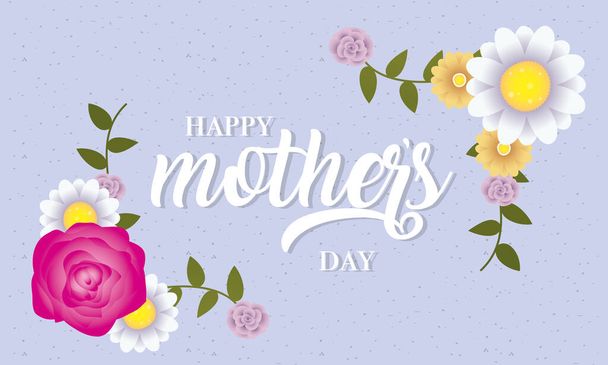 happy mothers day card with floral decoration - Vector, Image