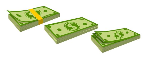 Packing money banknotes flat cartoon set vector - Vector, Image