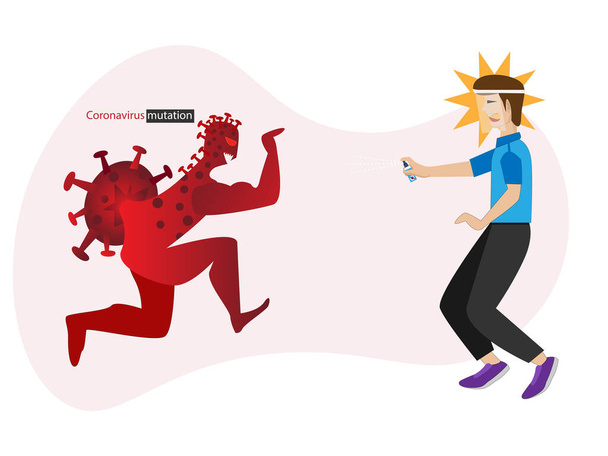 Coronavirus mutation illustration, 2020s, stronger, die harder - Vector, Image