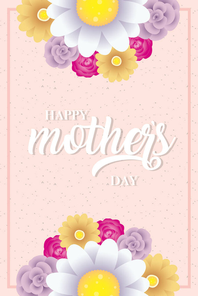 happy mothers day card with floral decoration - Vector, Image
