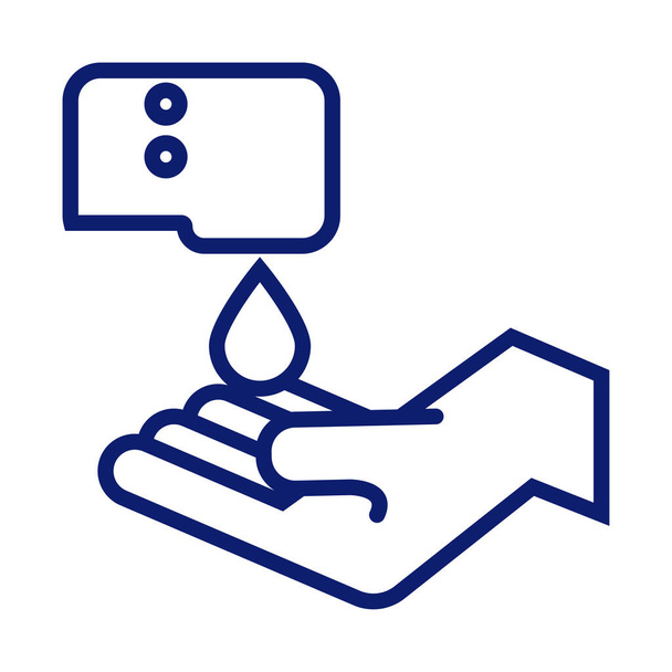 hands washing with soap dispenser line style icon - Vector, Image