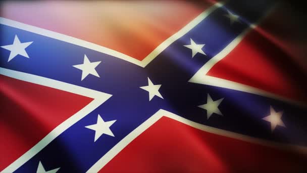 4k Konfederasyon Ulusal Bayrağı Kırışıklıklar Savaşsız döngü arka planında rüzgar. - Video, Çekim