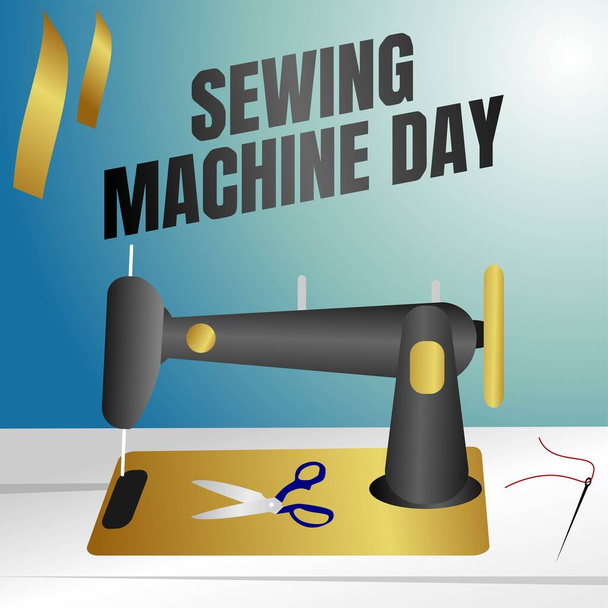 Sewing Machine Day Vector Illustration - Vector, Image