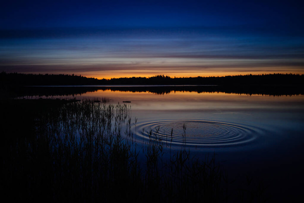 Night at a lake on Aland Islands - Photo, Image