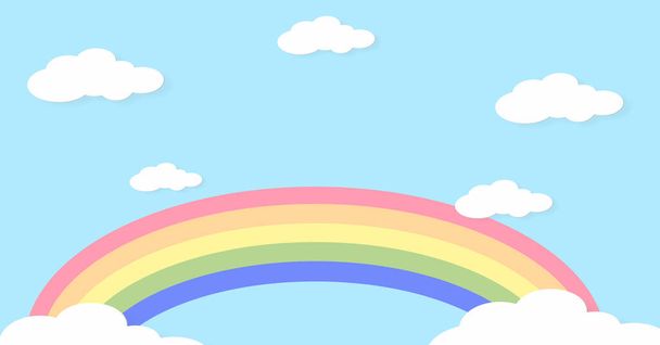 Resumen kawaii Cielo colorido fondo del arco iris. Gradiente suave pastel Gráfico cómico. Concepto para el diseño o la presentación de tarjetas de boda - Foto, Imagen