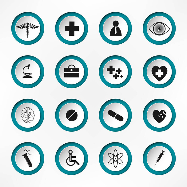 medical, hospital and health care icons - vector icon set - Vektor, obrázek