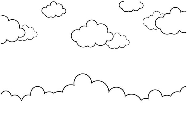 Abstract kawaii clouds cartoon on monochrome drawing style background. Concept for children and kindergartens or presentation - Foto, Imagen