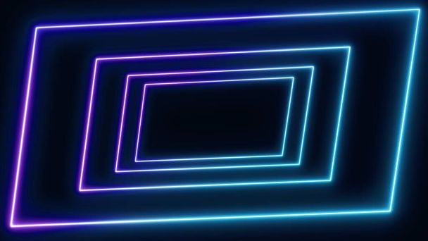 Résumé Flare lumineuse néon colorée sur fond noir. Laser show design coloré pour bannières technologies publicitaires - Photo, image
