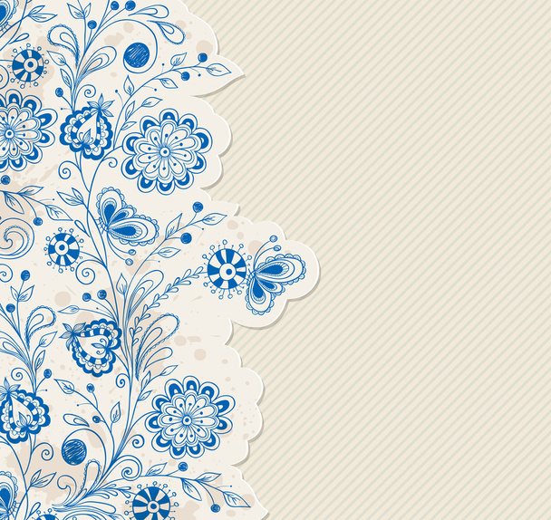 Blue hand drawn flowers - Vector, Imagen