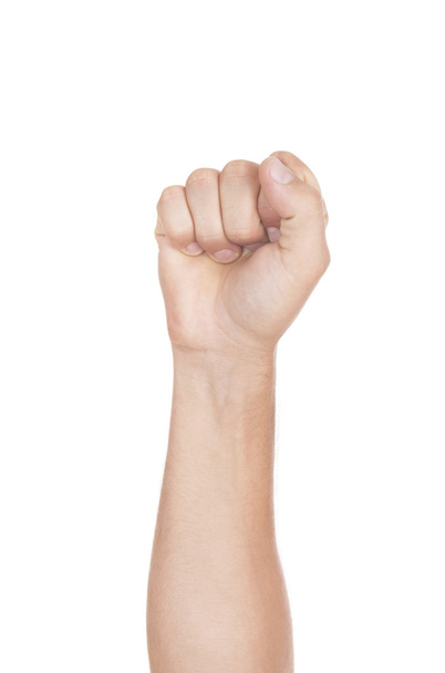 Right male hand - raised up clenched fist - Foto, imagen