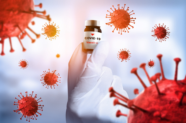 Coronavirus COVID-19 medical test vaccine research and development concept. Scientist in laboratory study and analyze scientific sample of Coronavirus antibody to produce drug treatment for COVID-19. - Photo, Image