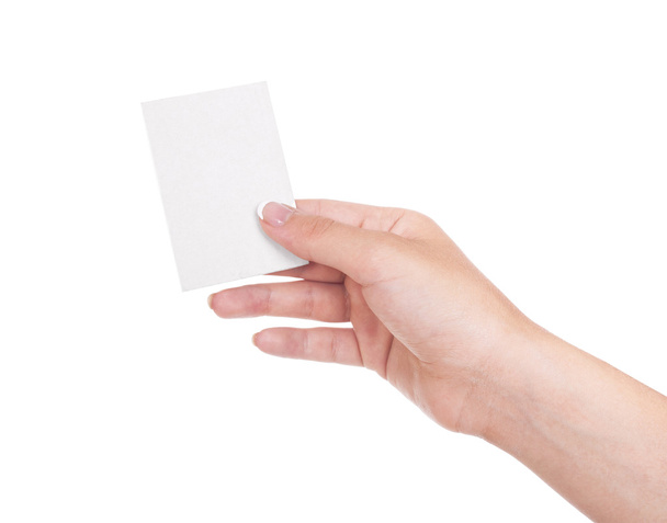 Hand with white card - 写真・画像