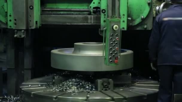 Workpiece processing on turning-and-boring lathe - Footage, Video