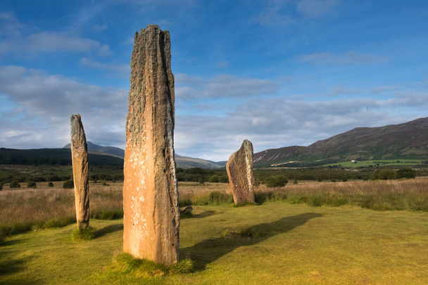 Machrie Moor Stone Circles, Sammelname für sechs neolithische Steinkreise auf Machrie Moor in der Nähe der Siedlung Machrie auf der Insel Arran, Schottland. - Foto, Bild