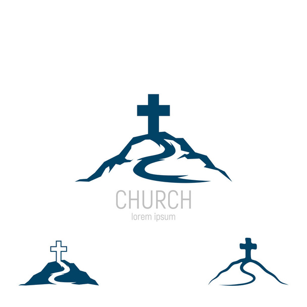 Absztrakt keresztény kereszt logó vektor sablon. Templomi logó. Vektorillusztráció - Vektor, kép