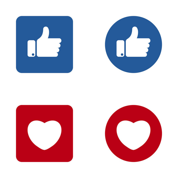 Thumbs up and heart button icon. Like and heart symbol for your web site design, logo. - Vector, Image