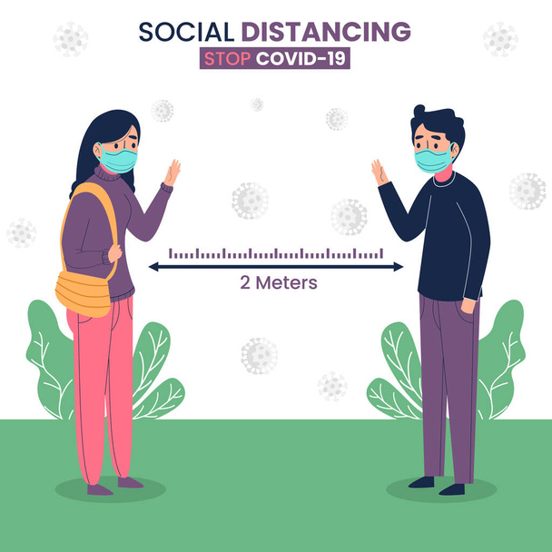 Social distancing protection concept vector illustration - Vector, Image