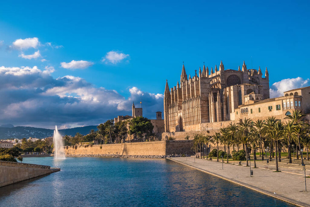 La Seu, cattedrale gotica costruita su una moschea precedente, Parc de la Mar, Palma de Mallorca (Maiorca), Isole Baleari, Spagna
 - Foto, immagini