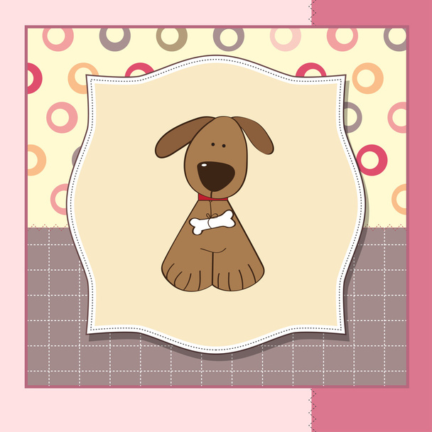 Greeting card with small dog - Vector, imagen