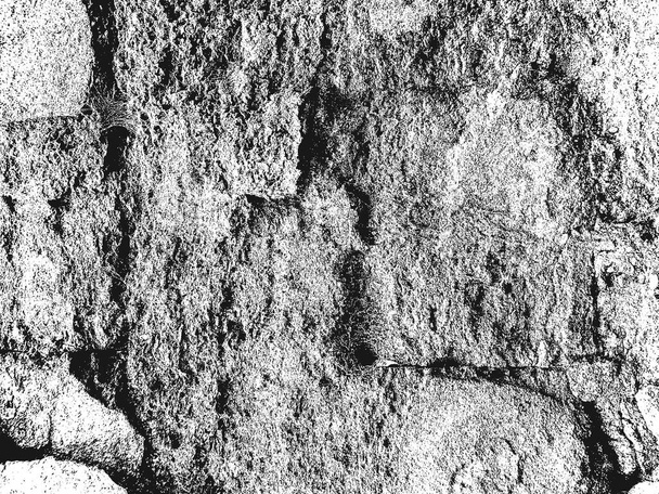 割れたコンクリート、石やアスファルトの落ち込みオーバーレイテクスチャ。グランジの背景。抽象的なハーフトーンベクトル図 - ベクター画像
